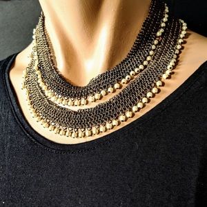 J. Crew chain mail pearl wrap necklace